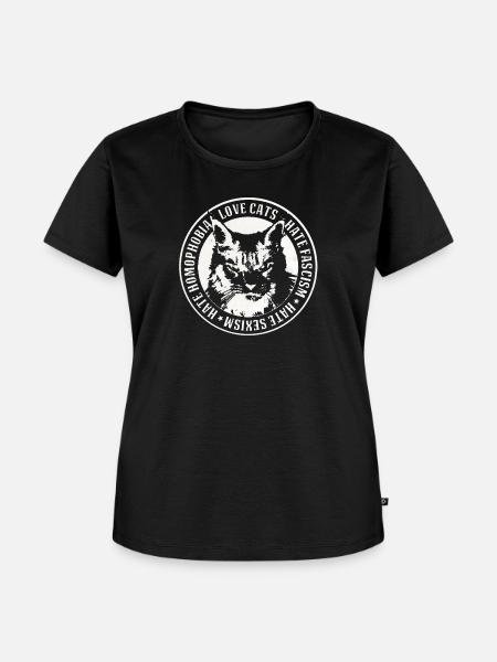 Cat hate fashism - Frauen Premium Bio T-Shirt - Schwarz