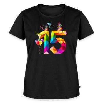 15TH BIRTHDAY - FIFTEEN - TEENAGER - TEEN TEEN - Women's Premium Organic T-shirt - black - Front - Selfina (174cm)