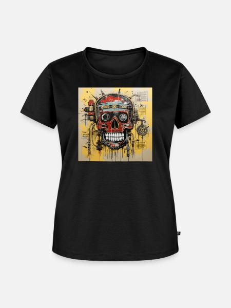 SCHÄDEL-STRASSENKUNST - Frauen Premium Bio T-Shirt - Schwarz