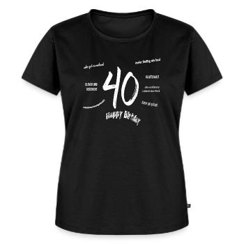 40 Happy Birthday - Frauen Premium Bio T-Shirt - Schwarz - Vorne - Selfina (174cm)