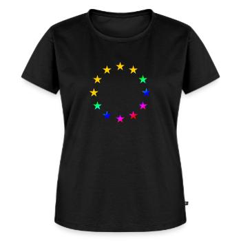 EU Sterne Europa Regenbogen - Frauen Premium Bio T-Shirt - Schwarz - Vorne - Selfina (174cm)