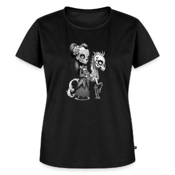 Gothic Manga Doll Anime Darkness Wednesday - Frauen Premium Bio T-Shirt - Schwarz - Vorne - Selfina (174cm)