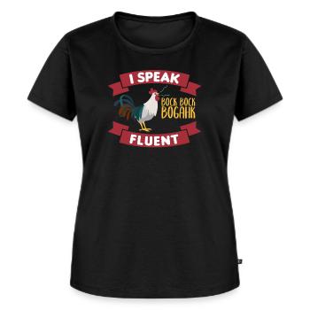 Ich spreche fließend Bock Bock Bogahk Hühner Huhn - Frauen Premium Bio T-Shirt - Schwarz - Vorne - Selfina (174cm)