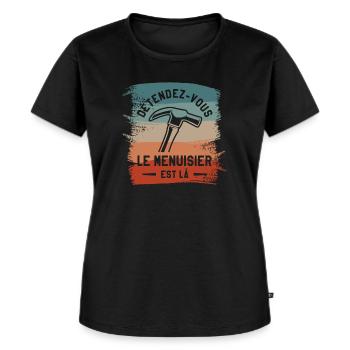 Détendez-Vous Le Menuisier Est Là Charpentier - T-shirt Premium bio Femme - noir - Devant - Selfina (174cm)