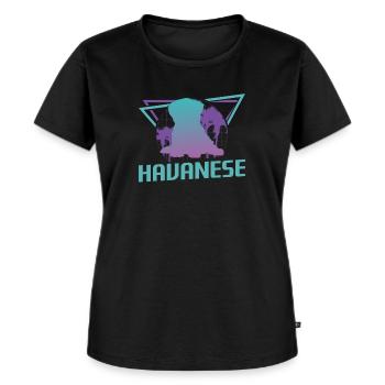 Amant de chien bichon havanais rétro - T-shirt Premium bio Femme - noir - Devant - Selfina (174cm)