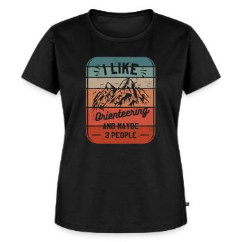 Ich mag Orientierungslauf und vielleicht 3 Personen Orientierungslauf - Frauen Premium Bio T-Shirt - Schwarz - Vorne - Selfina (174cm)