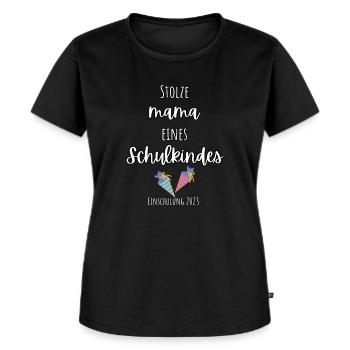 Stolze Mama eines Schulkindes - Frauen Premium Bio T-Shirt - Schwarz - Vorne - Selfina (174cm)