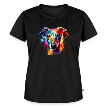 Bunte Splash Art Italienisch Windhund Italienisch - Frauen Premium Bio T-Shirt - Schwarz - Vorne - Selfina (174cm)