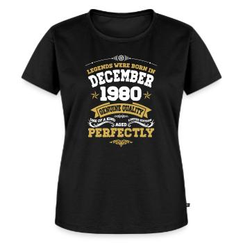 Millésime Vieilli parfaitement Décembre 1980 - T-shirt Premium bio Femme - noir - Devant - Selfina (174cm)
