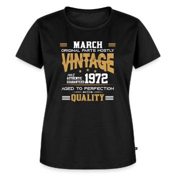 Vintage Aged To Perfection March 1972 - Women's Premium Organic T-shirt - black - Front - Selfina (174cm)
