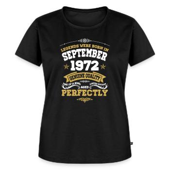Vintage Aged To Perfection September 1972 - Women's Premium Organic T-shirt - black - Front - Selfina (174cm)