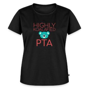 "PTA Koalafied | Apotheke" - Frauen Premium Bio T-Shirt - Schwarz - Vorne - Selfina (174cm)