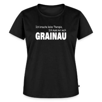 Therapie GRAINAU - Frauen Premium Bio T-Shirt - Schwarz - Vorne - Selfina (174cm)