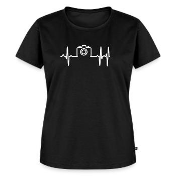 Kamera Herzschlag - Frauen Premium Bio T-Shirt - Schwarz - Vorne - Selfina (174cm)
