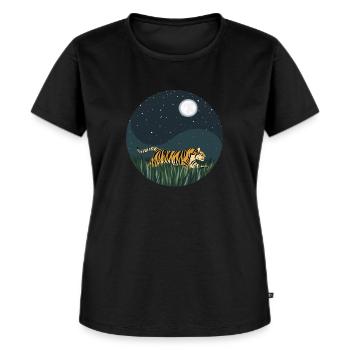 Königstiger Wildkatze Raubkatze Sibirischer Tiger - Frauen Premium Bio T-Shirt - Schwarz - Vorne - Selfina (174cm)