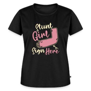 Stunt Girl Schild hier gebrochener Knochen gebrochener Finger - Frauen Premium Bio T-Shirt - Schwarz - Vorne - Selfina (174cm)