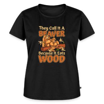 Ils l’appellent un castor parce qu’il mange du bois - T-shirt Premium bio Femme - noir - Devant - Selfina (174cm)