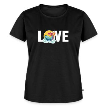 Liebe Trommler Team Paddler Liebhaber Drachenboot - Frauen Premium Bio T-Shirt - Schwarz - Vorne - Selfina (174cm)