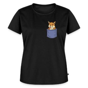 Fuchs Brusttasche Canidae Caninae Rotfuchs Fuchs - Frauen Premium Bio T-Shirt - Schwarz - Vorne - Selfina (174cm)