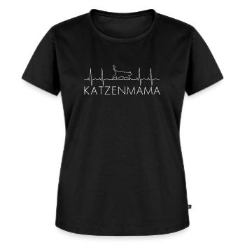 Katzen Mama - Frauen Premium Bio T-Shirt - Schwarz - Vorne - Selfina (174cm)