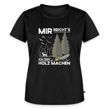 Holz Machen - Frauen Premium Bio T-Shirt - Schwarz - Vorne - Selfina (174cm)