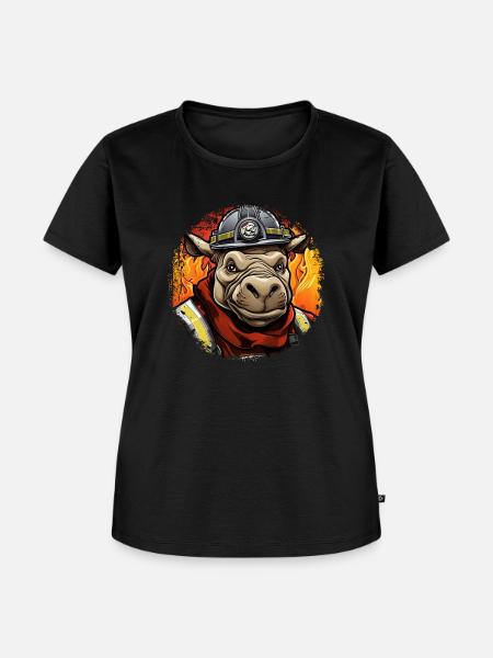 Nilpferde Feuerwehr - Frauen Premium Bio T-Shirt - Schwarz
