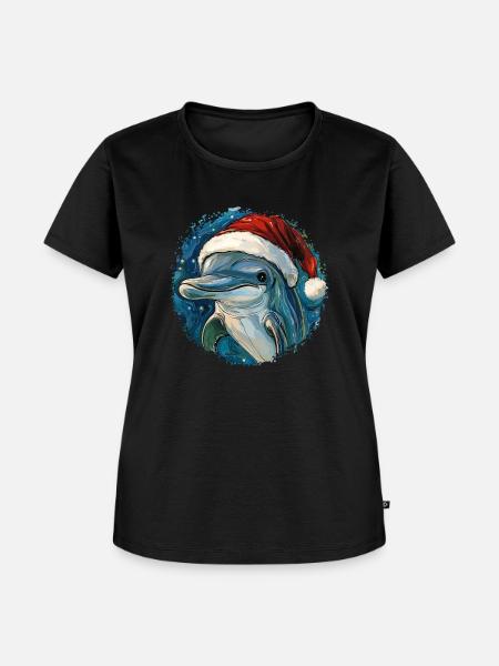 Delfine Weihnachten - Frauen Premium Bio T-Shirt - Schwarz