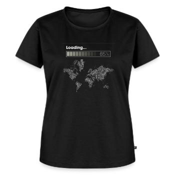 Fieden zu 85% geladen - Weltkarte - Frauen Premium Bio T-Shirt - Schwarz - Vorne - Selfina (174cm)
