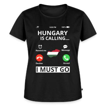 Ungarn Flagge Ungarische Fahne Balaton Hungary - Frauen Premium Bio T-Shirt - Schwarz - Vorne - Selfina (174cm)