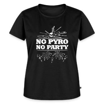 No Pyro No Party - Frauen Premium Bio T-Shirt - Schwarz - Vorne - Selfina (174cm)