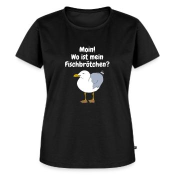 Moin! Wo ist mein Fischbrötchen? - Frauen Premium Bio T-Shirt - Schwarz - Vorne - Selfina (174cm)