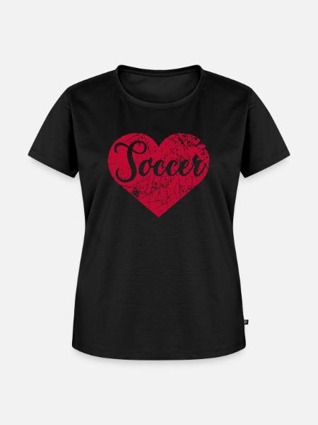Soccer Herz - Frauen Premium Bio T-Shirt - Schwarz