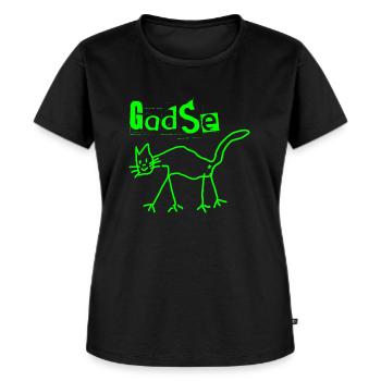 Gadse - die komische Katze - Frauen Premium Bio T-Shirt - Schwarz - Vorne - Selfina (174cm)