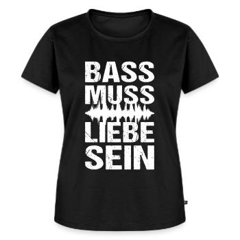 Bass Muss Liebe Sein Techno Musik - Frauen Premium Bio T-Shirt - Schwarz - Vorne - Selfina (174cm)