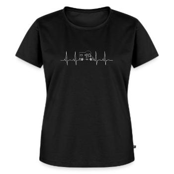 herzschlag wohnmobil - Frauen Premium Bio T-Shirt - Schwarz - Vorne - Selfina (174cm)