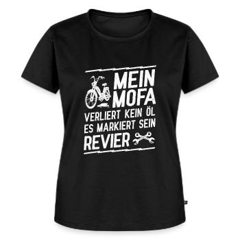 Mofa Moped Mofafahrer Mopedfahrer Mokick - Frauen Premium Bio T-Shirt - Schwarz - Vorne - Selfina (174cm)