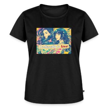 Zodiaquement amoureux - T-shirt Premium bio Femme - noir - Devant - Selfina (174cm)