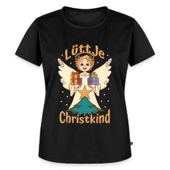 Lüttje Christkind kleines Christkind - Frauen Premium Bio T-Shirt - Schwarz - Vorne - Selfina (174cm)