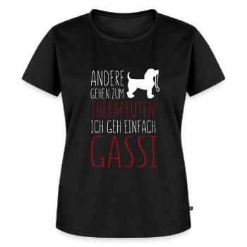Hund Gassi Therapeut - Frauen Premium Bio T-Shirt - Schwarz - Vorne - Selfina (174cm)
