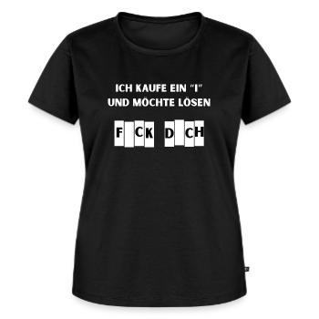 Ich kaufe ein "i" und möchte lösen - Frauen Premium Bio T-Shirt - Schwarz - Vorne - Selfina (174cm)