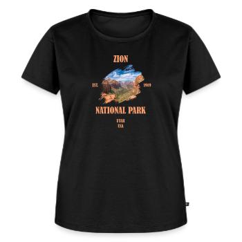 Parc national de Zion USA Utah - T-shirt Premium bio Femme - noir - Devant - Selfina (174cm)