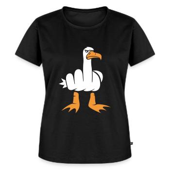 Seagull with middle finger - Women's Premium Organic T-shirt - black - Front - Selfina (174cm)