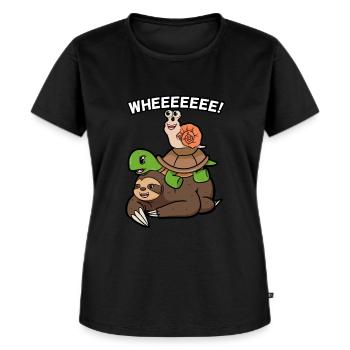 Schildkröte Schnecke und Faultier - Frauen Premium Bio T-Shirt - Schwarz - Vorne - Selfina (174cm)