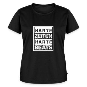 Harte Zeiten Harte Beats - Frauen Premium Bio T-Shirt - Schwarz - Vorne - Selfina (174cm)