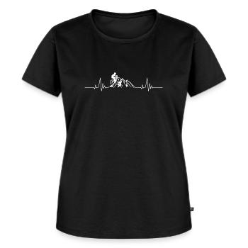Vélo de course col montagne humour cardio sport - T-shirt Premium bio Femme - noir - Devant - Selfina (174cm)