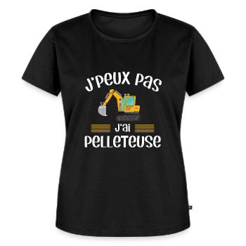 Je peux pas j'ai pelleteuse humour chantier engin - T-shirt Premium bio Femme - noir - Devant - Selfina (174cm)