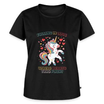 Falling in Love - Where Hearts take Flight - - Women's Premium Organic T-shirt - black - Front - Selfina (174cm)