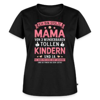 Stolze Mama von 3 wunderbaren Kindern Geschenk - Frauen Premium Bio T-Shirt - Schwarz - Vorne - Selfina (174cm)