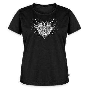 Herz Explosion weiß - Frauen Premium Bio T-Shirt - Schwarz - Vorne - Selfina (174cm)