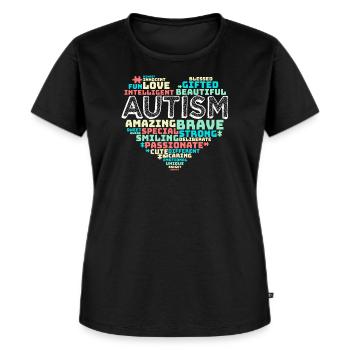 Heart Puzzle Autism Shirt - Vrouwen Premium Bio T-shirt - zwart - Voor - Selfina (174cm)